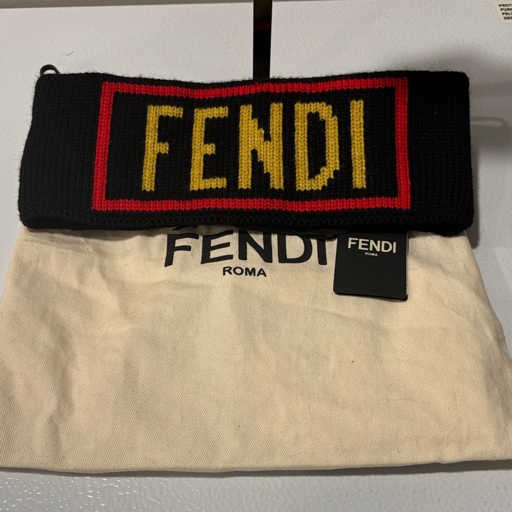 Fendi Fascia Capelli Colorful Knit Headband with Logo, NWT